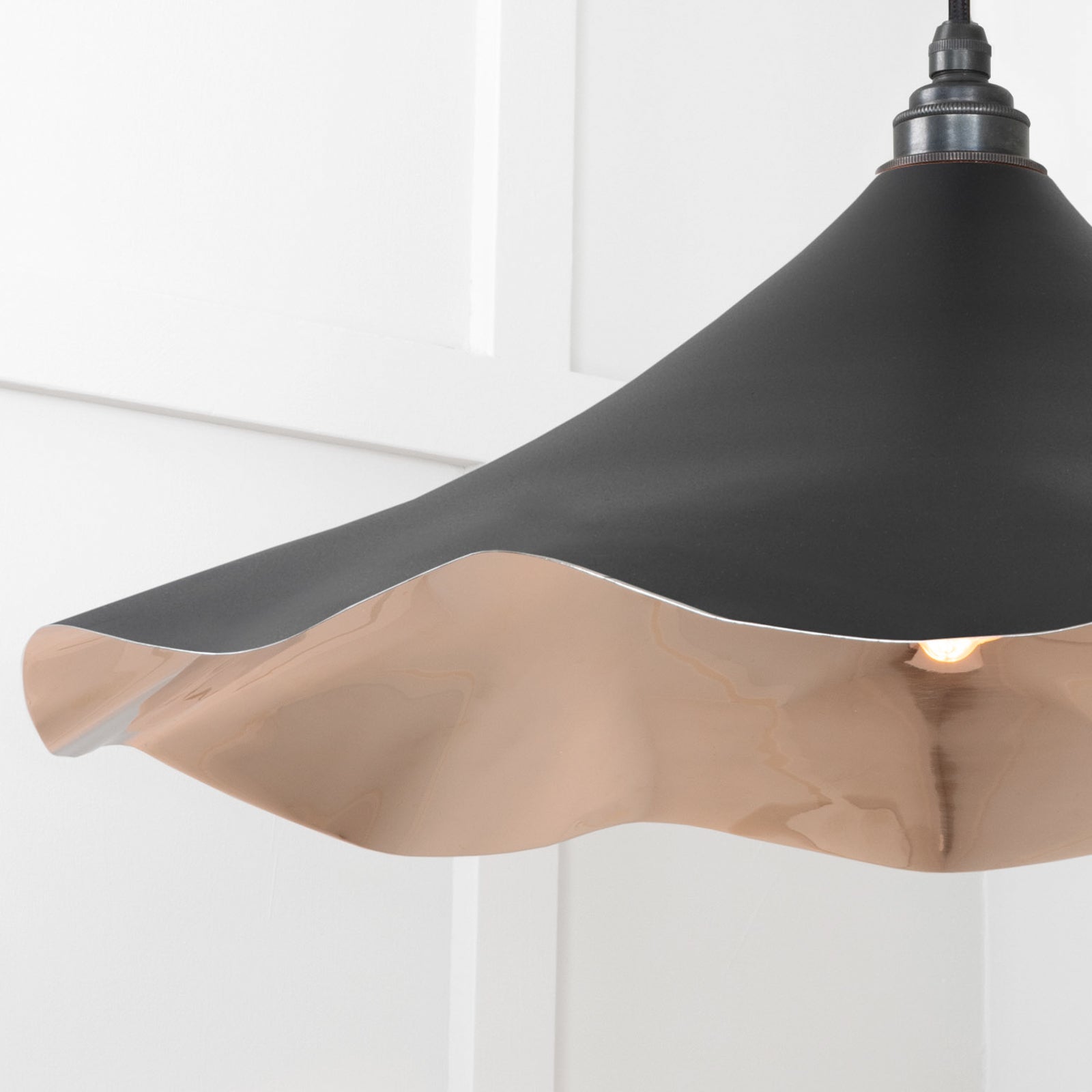 SHOW Close Up Image of Flora Ceiling Light in Elan Black in smooth Nickel