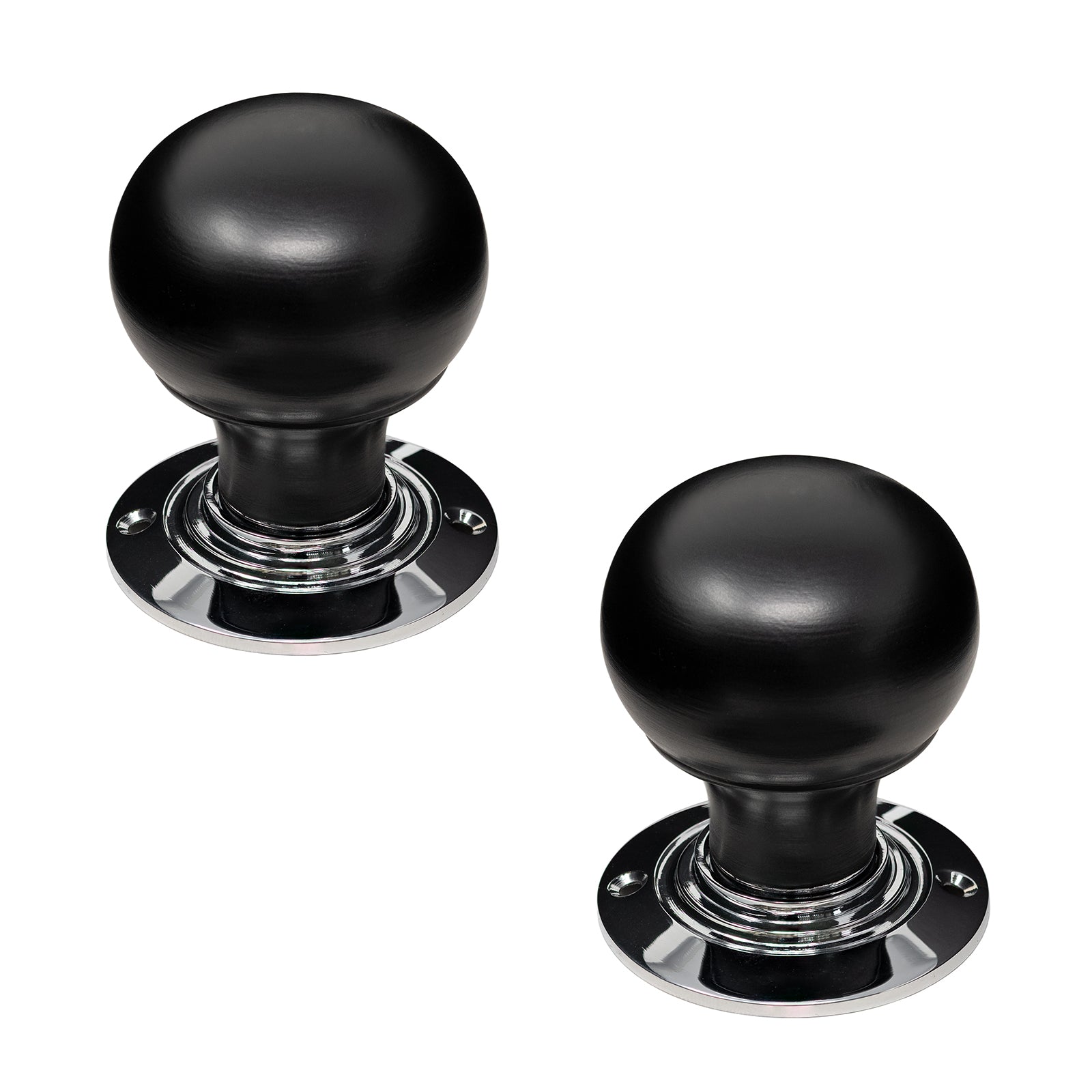 Bun Door Knobs Eboinsied & Chrome SHOW