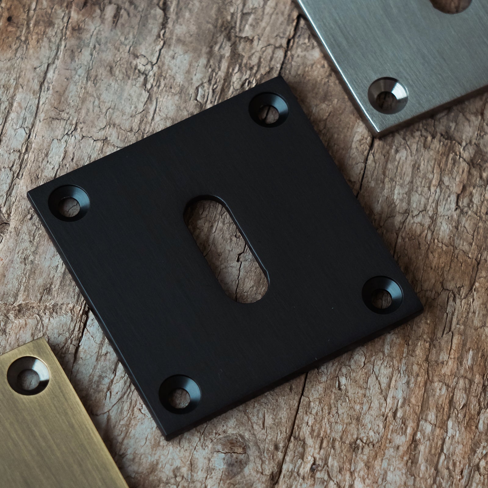 solid brass square keyhole cover available in five finishes SHOW