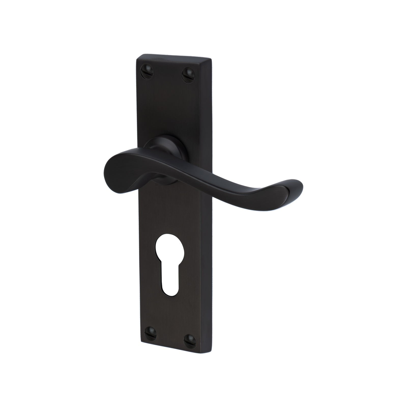 Bedford Door Handles On Plate Euro Lock Handle in Matt Bronze 