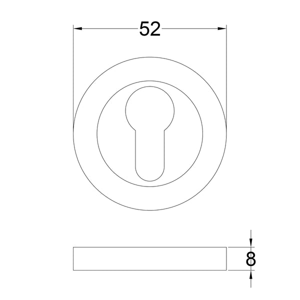 Euro Escutcheon dimension drawing SHOW
