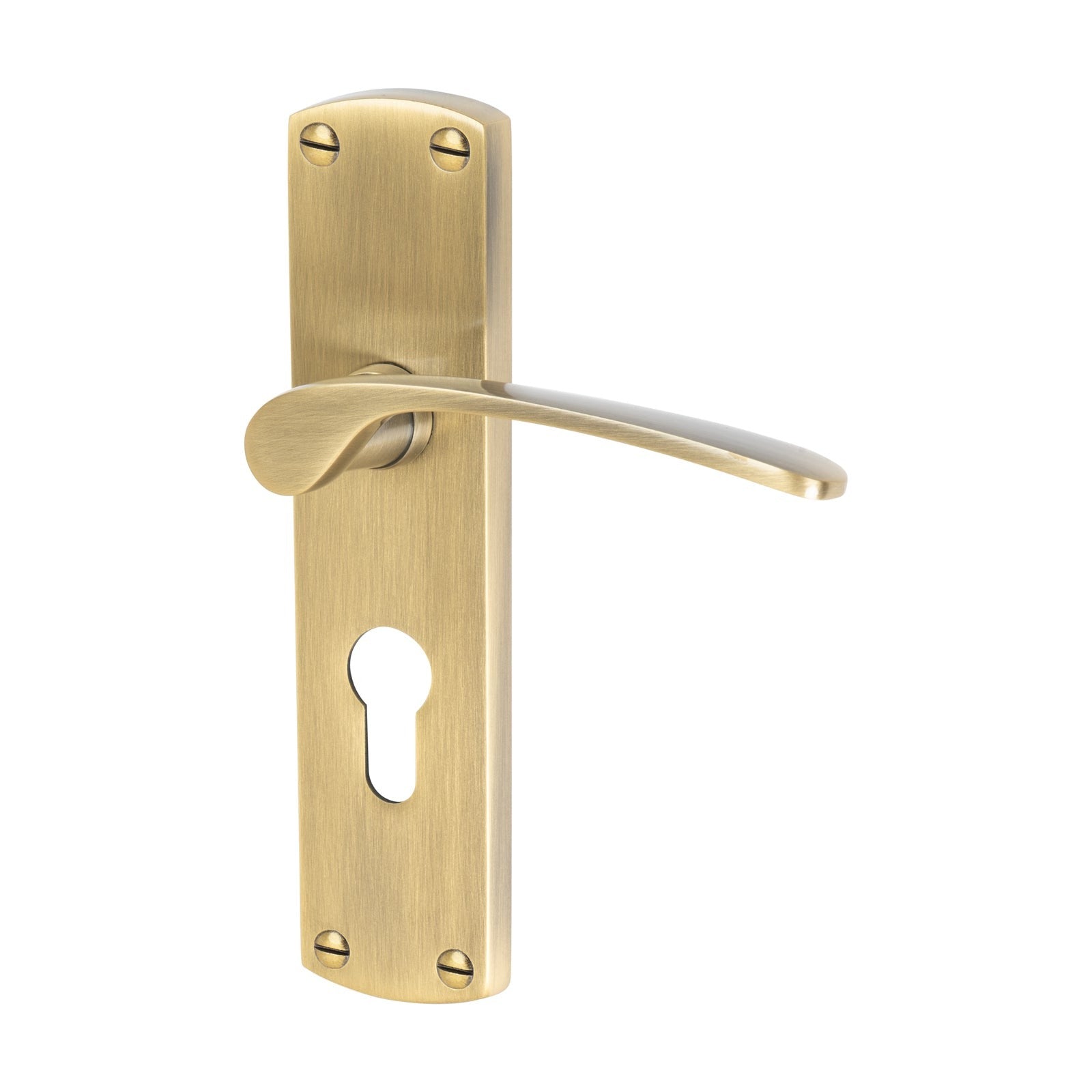 Diplomat Door Handles On Plate Euro Lock Handle in Aged Brass 