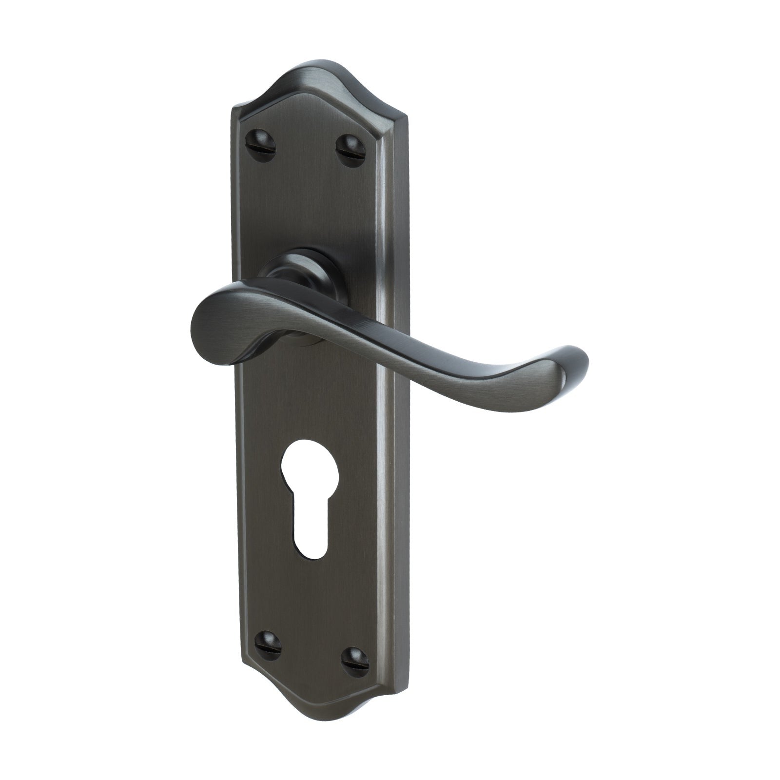 Buckingham Door Handles On Plate Euro Lock Handle in Matt Bronze 