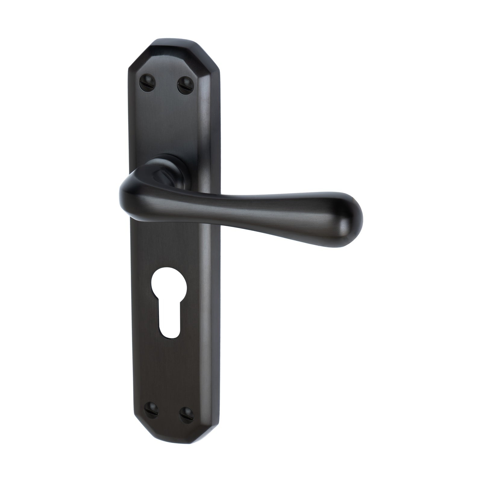 Charlbury Door Handles On Plate Euro Lock Handle in Matt Bronze 