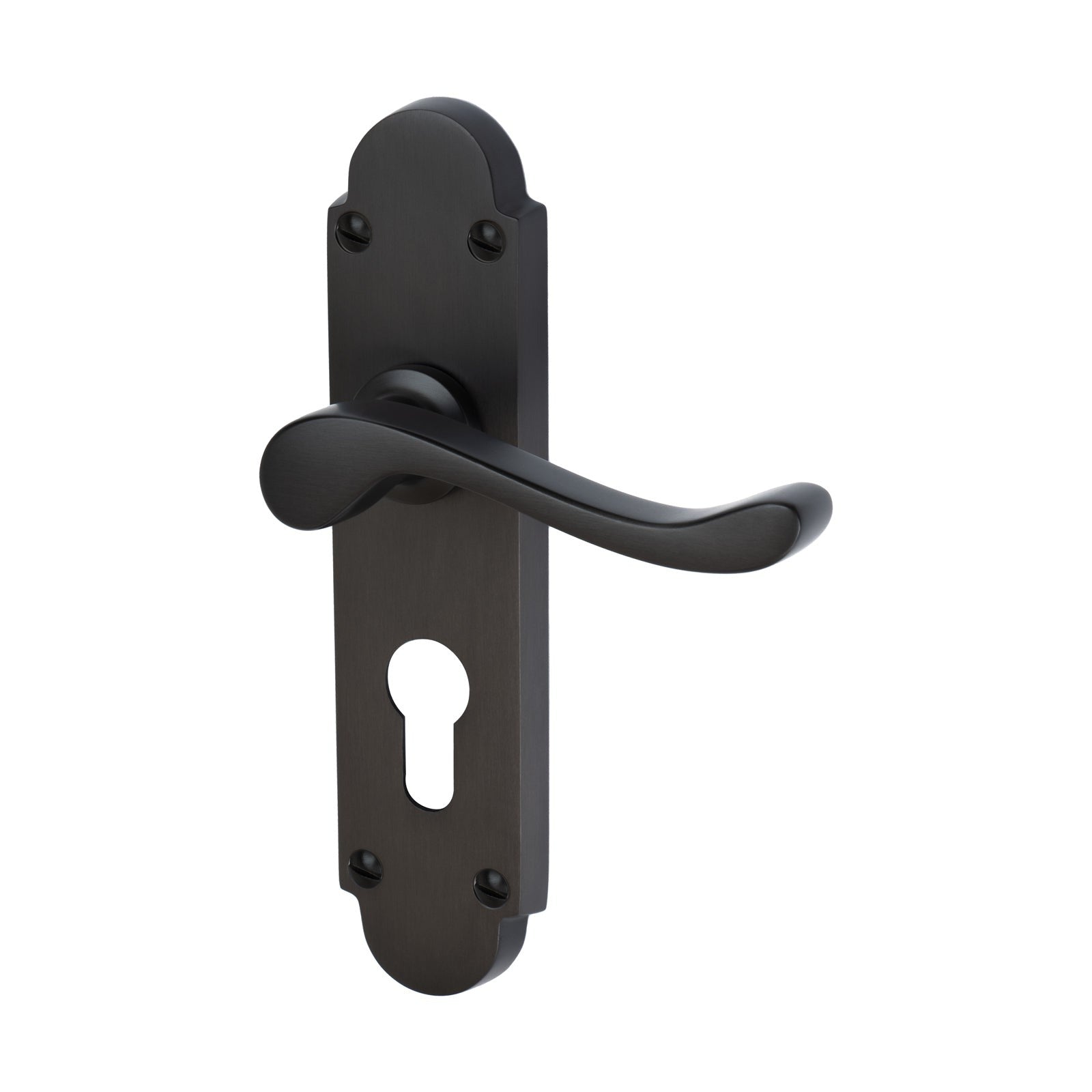 Savoy Door Handles On Plate Euro Lock Handle in Matt Bronze 
