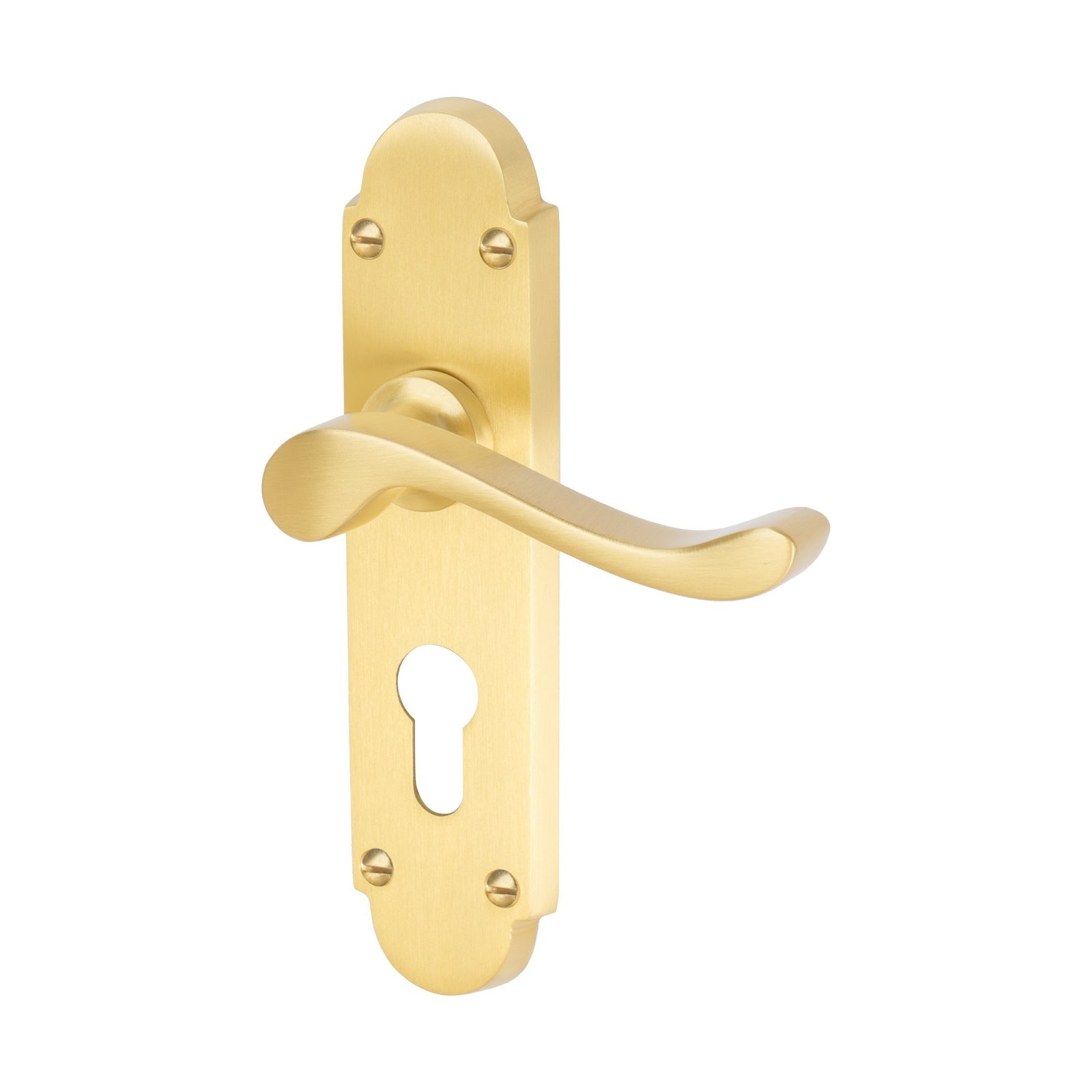 Savoy Door Handles On Plate Euro Lock Handle in Satin Brass 