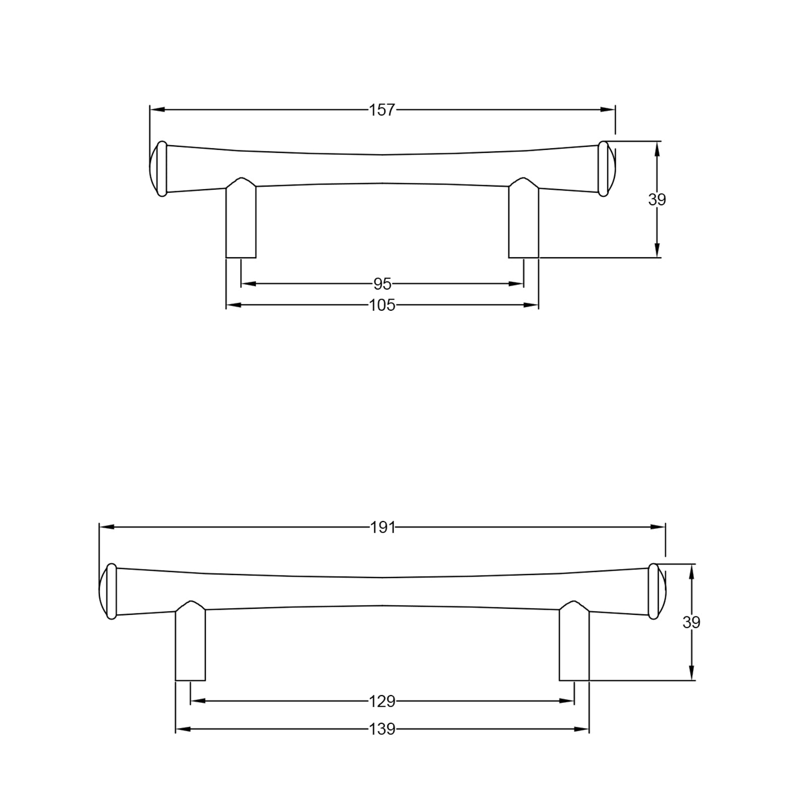 Harrington Pewter Cupboard Handle JPEG Drawing SHOW