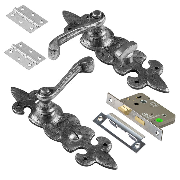Fleur De Lis Pewter Bathroom Handle Sets SHOW