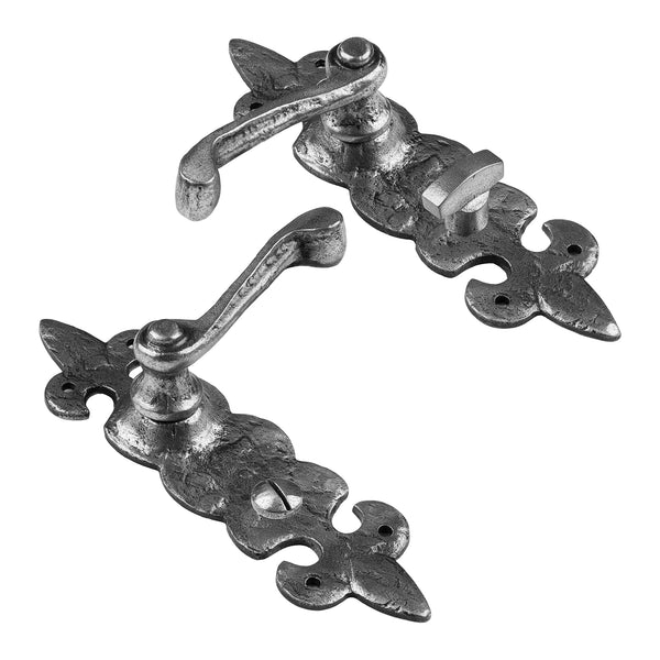 Fleur De Lis Bathroom pewter door handles SHOW