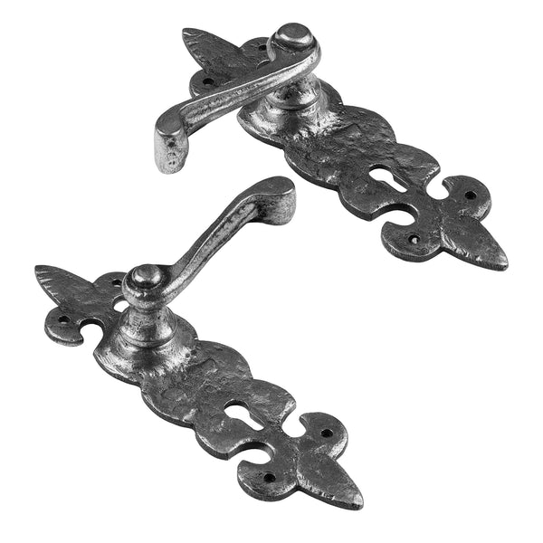 Fleur De Lis pewter lock door handles SHOW