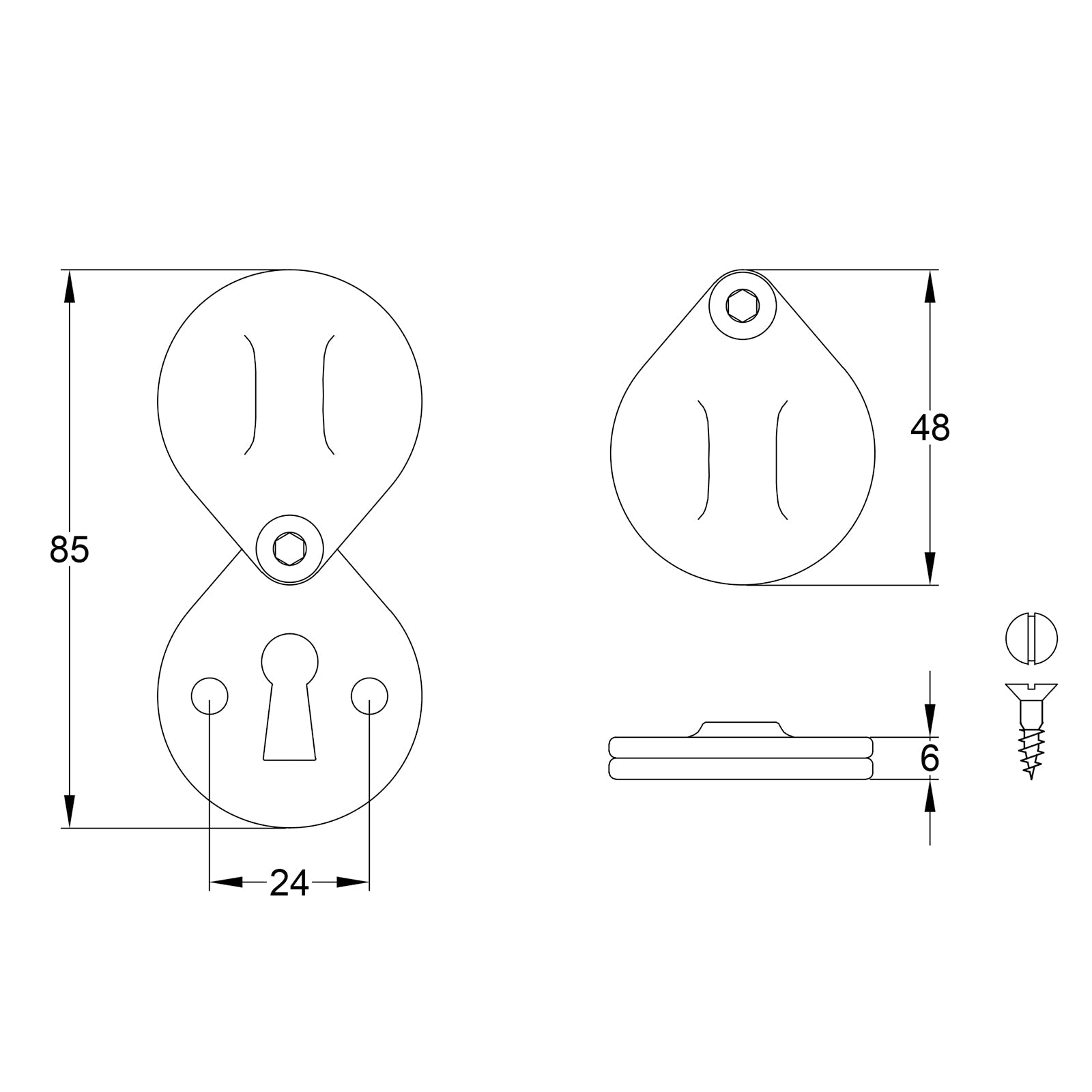 Pewter Oval Covered Escutcheon JPEG Drawing SHOW
