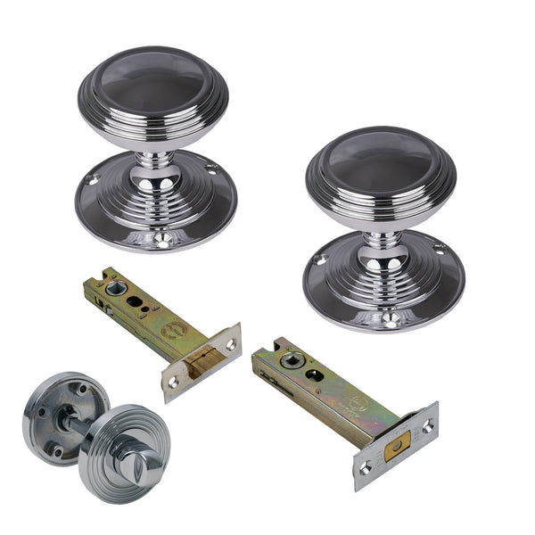 Goodrich Door Knob on Rose with Polished Chrome 4 inch bathroom set
