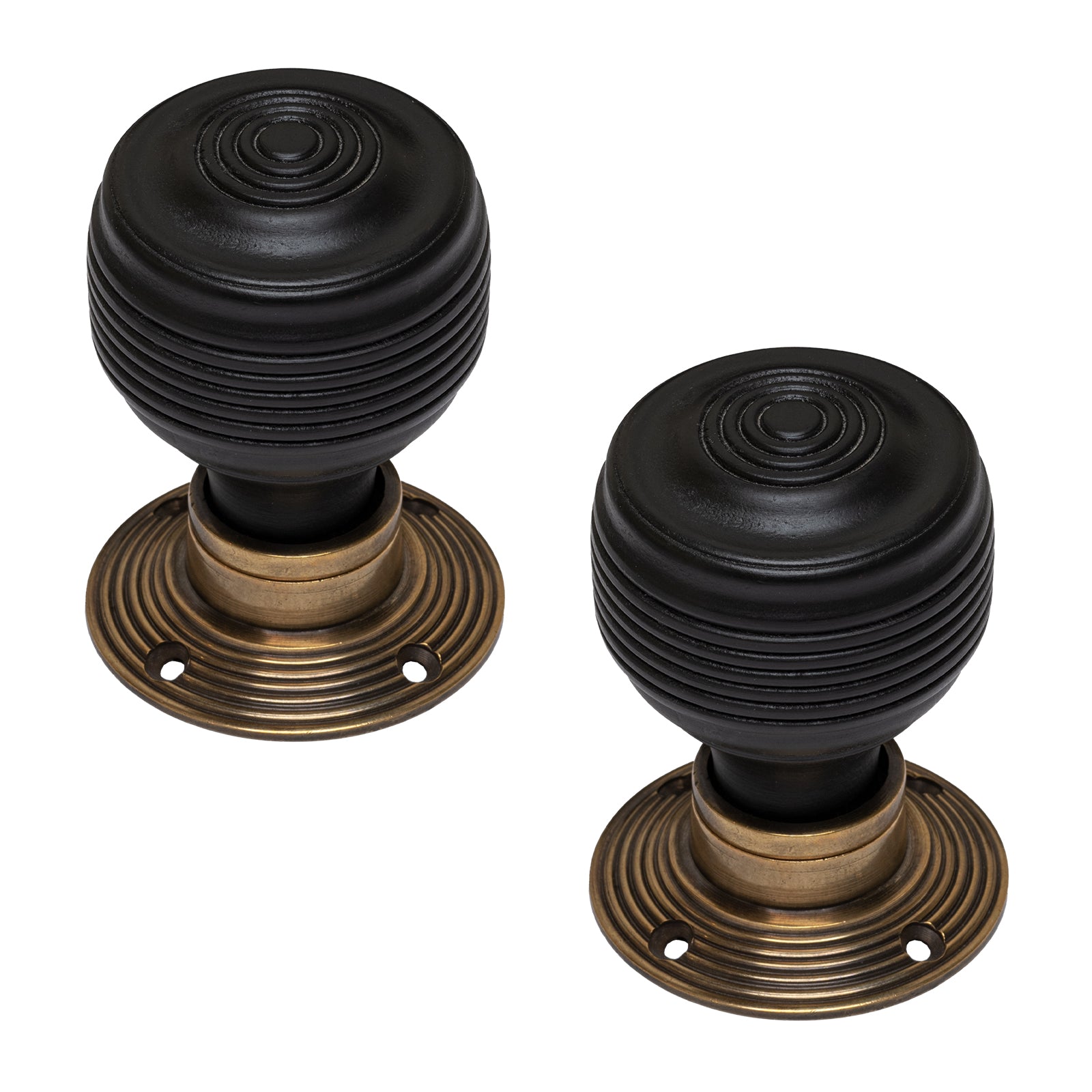 Georgian Wooden Door Knobs Ebonised & Antique SHOW
