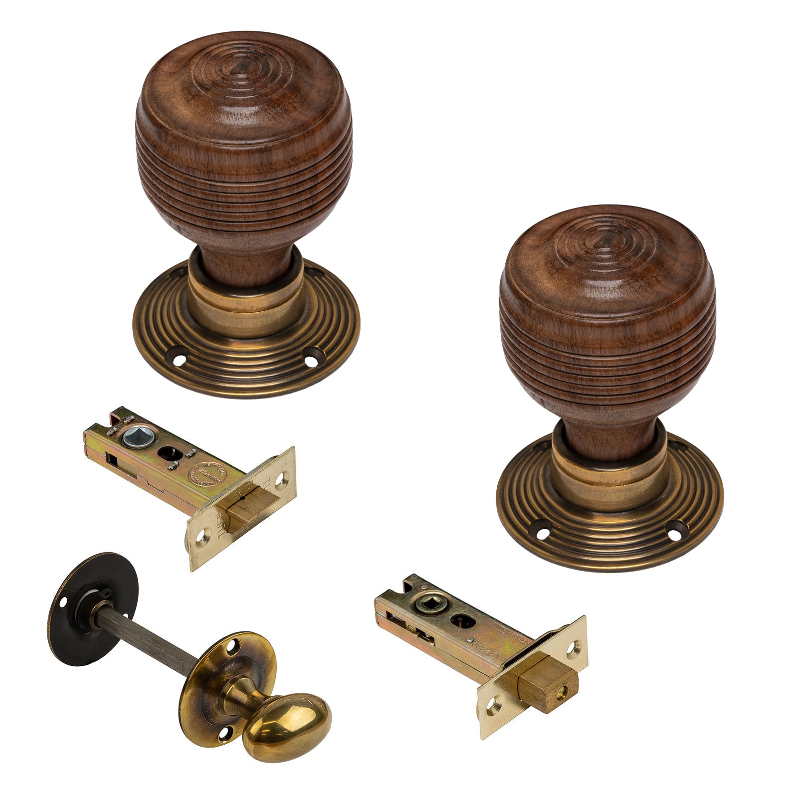 Georgian Wooden Door Knobs Rosewood & Antique Bathroom Set SHOW