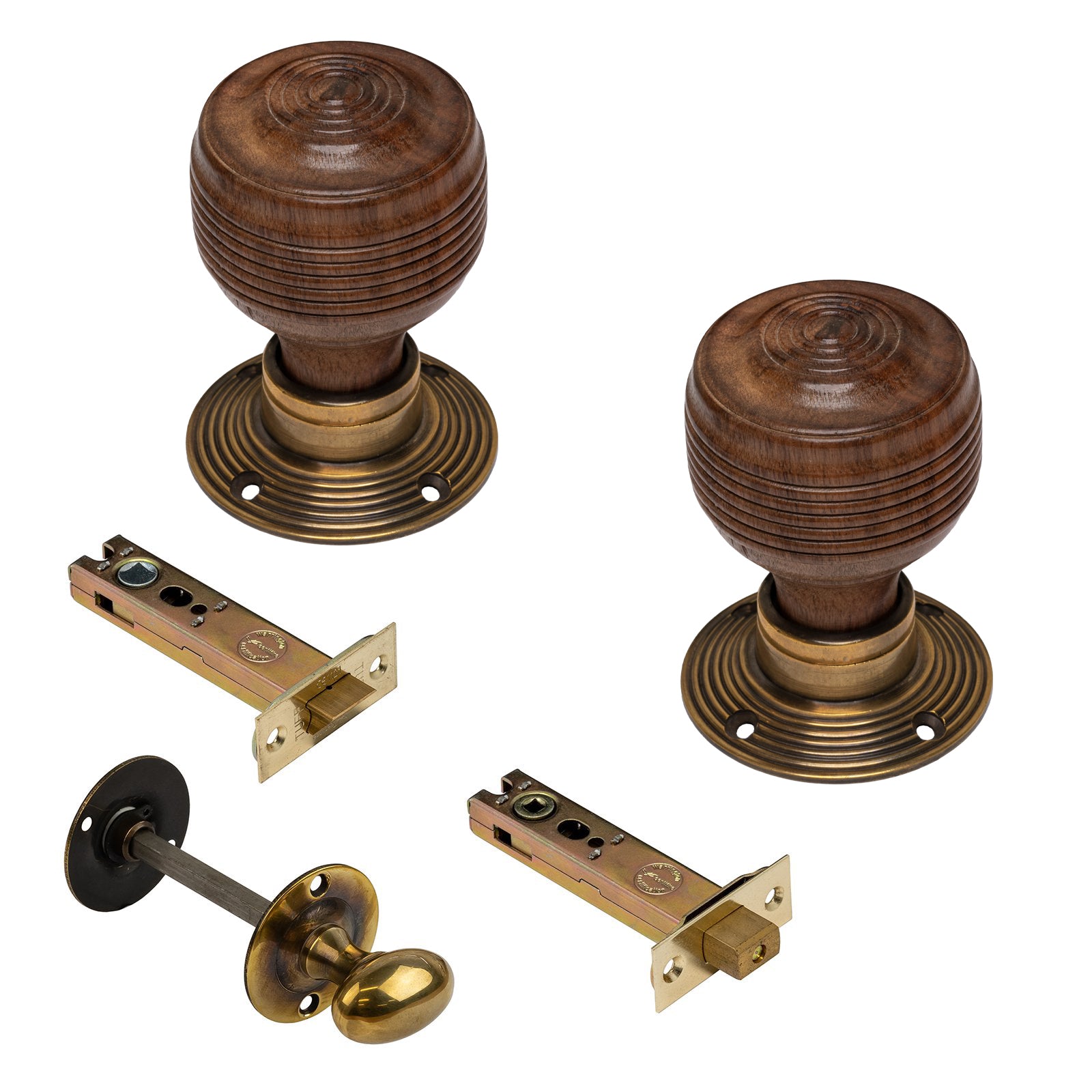 Georgian Wooden Door Knobs Rosewood & Antique Bathroom Set SHOW