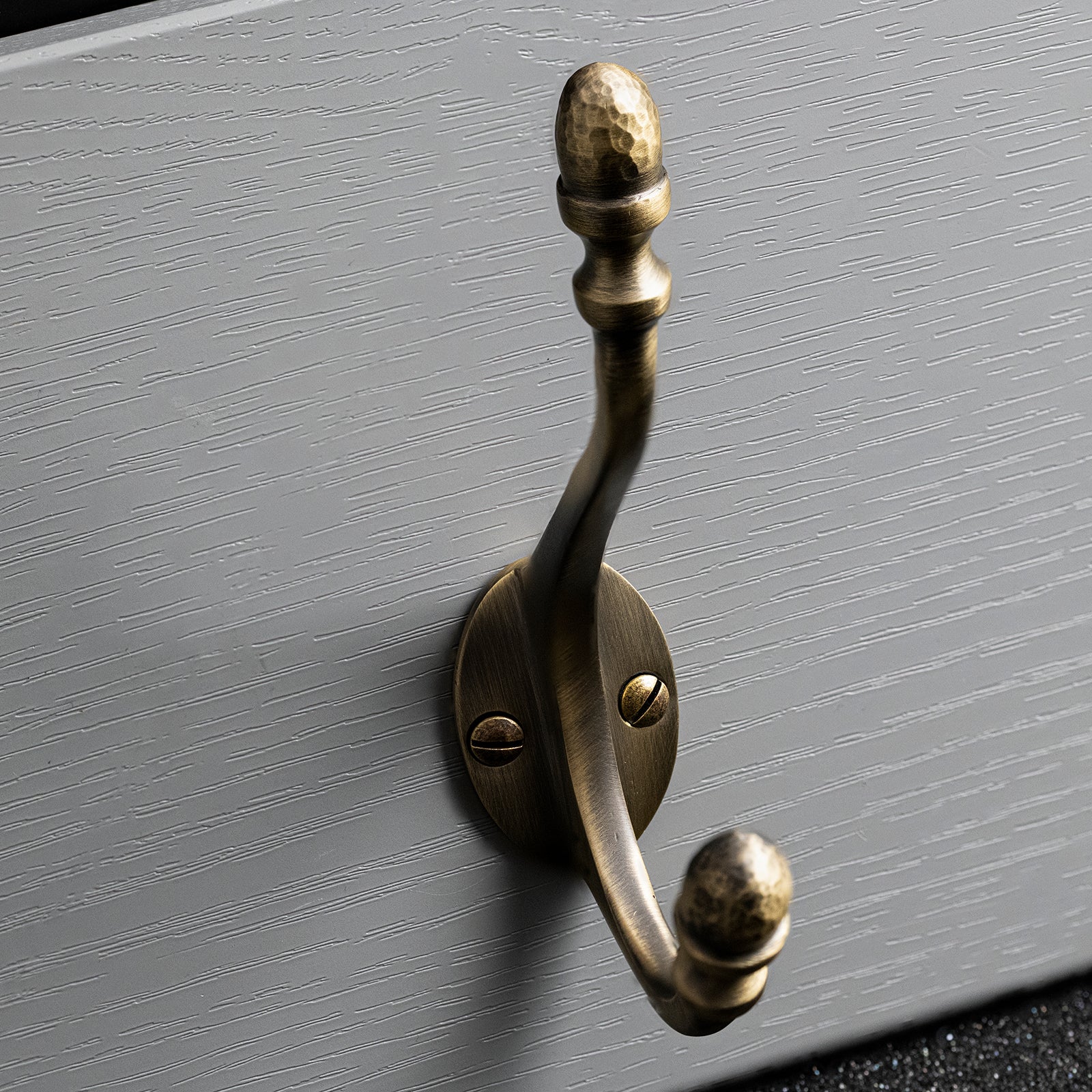 Acorn Coat Hook Antique Brass, Hammered Finish SHOW