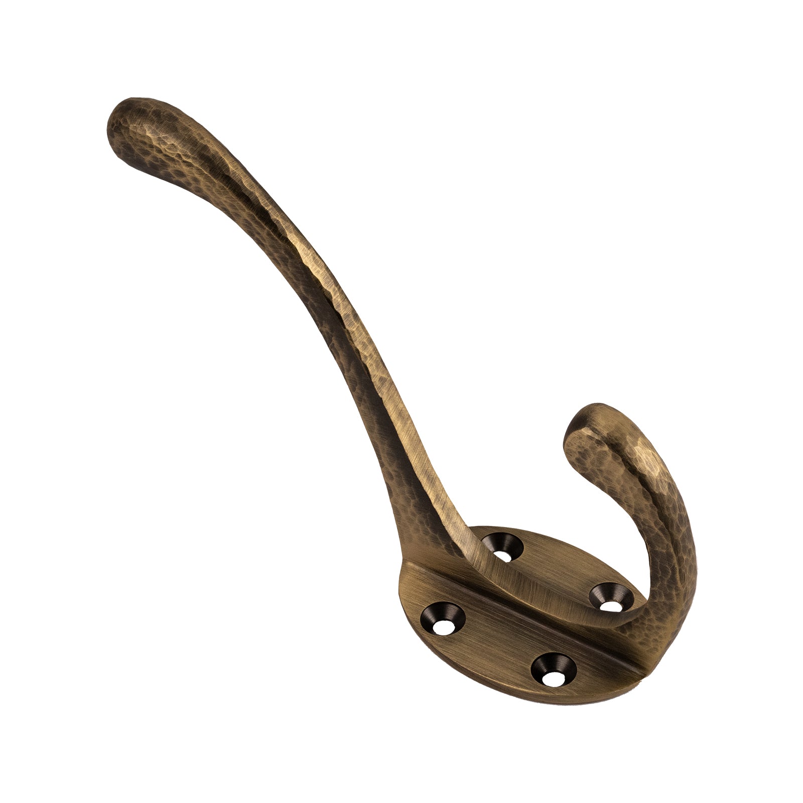 Hammered Double Robe Hook - Antique Brass