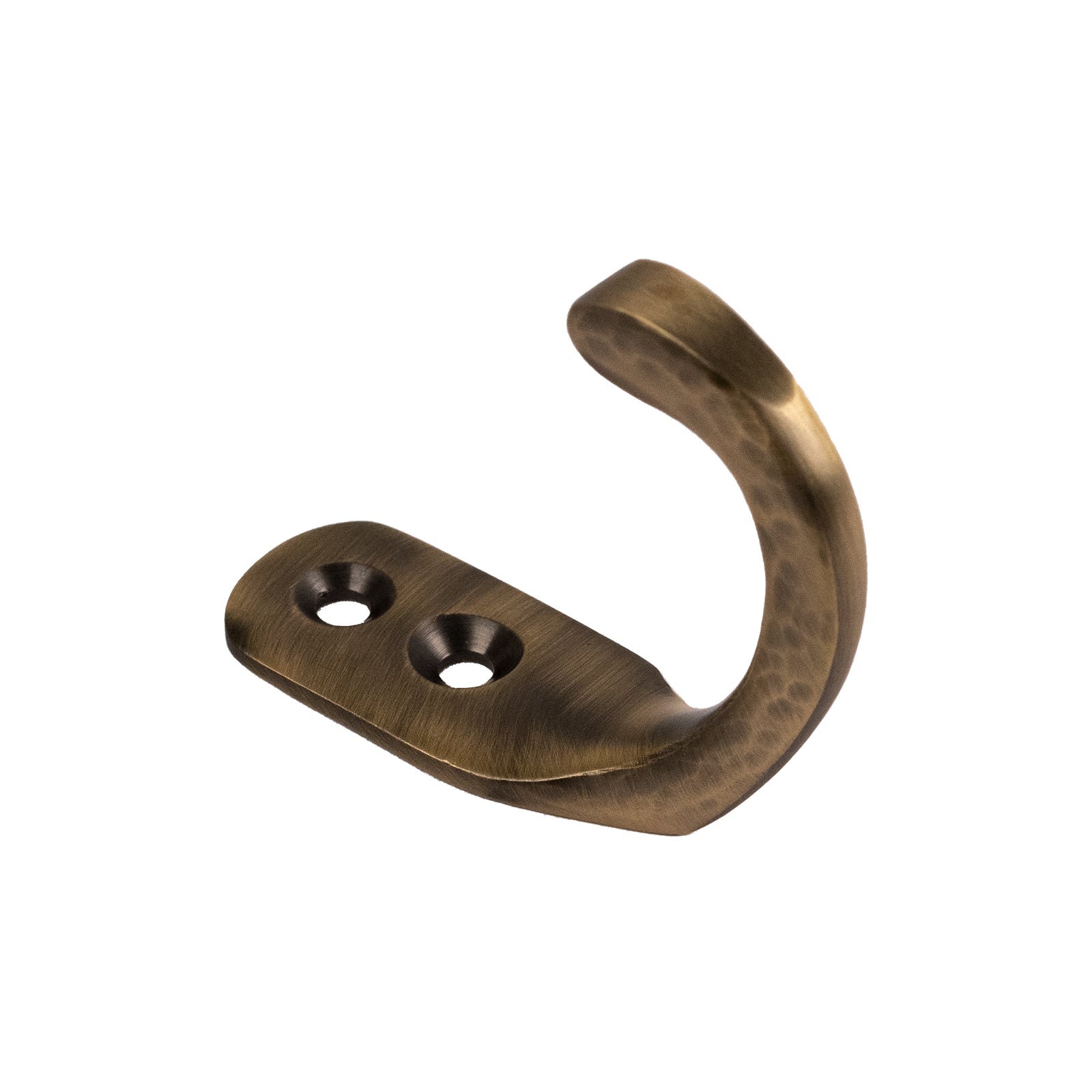 Hammered Double Robe Hook - Antique Brass