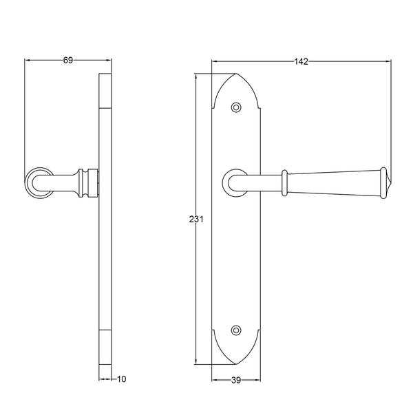 Hadley door handle dimension drawing SHOW