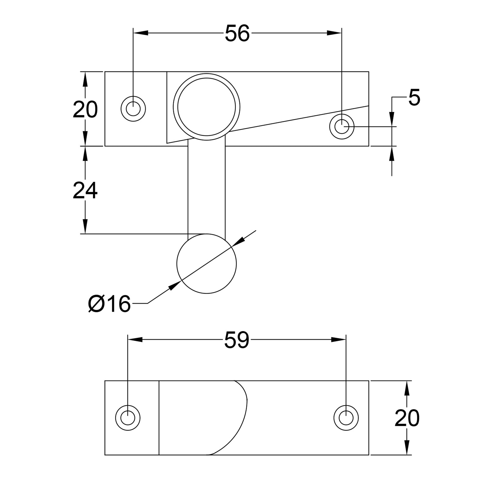 dimension drawing for bun hook plate sash fastener SHOW