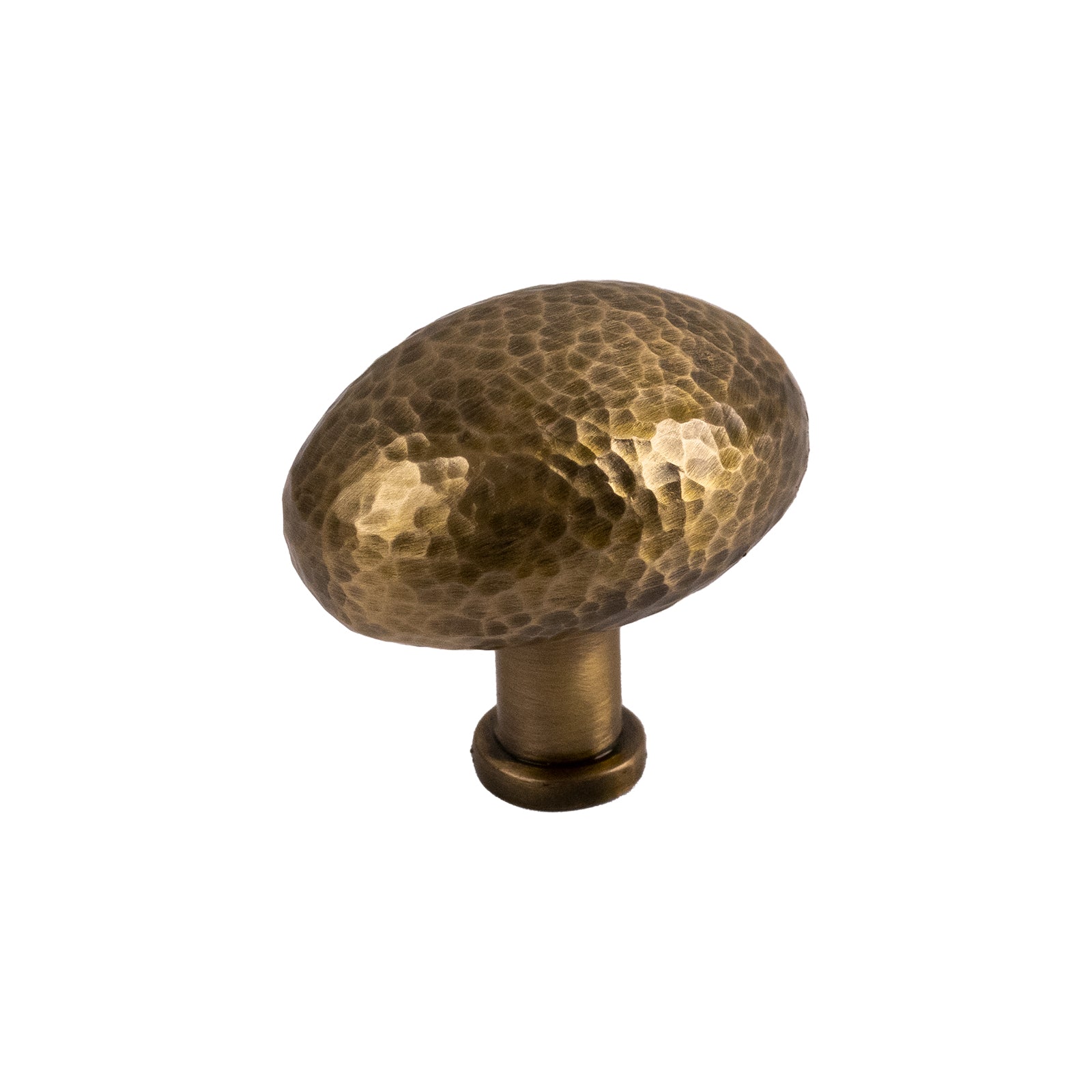 Mushroom Cabinet Knob, Hammered Antique Brass