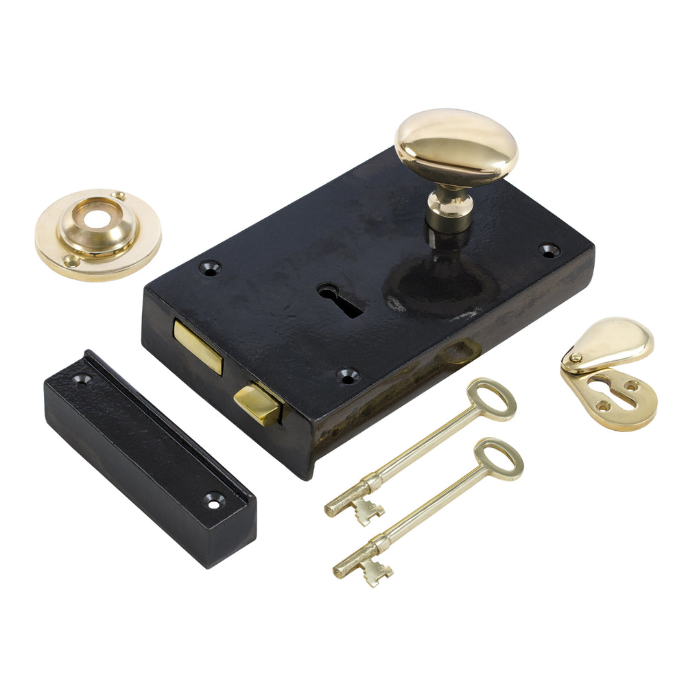 Large Iron Rim Lock & Knob Sets | Door Knob Rim Locks