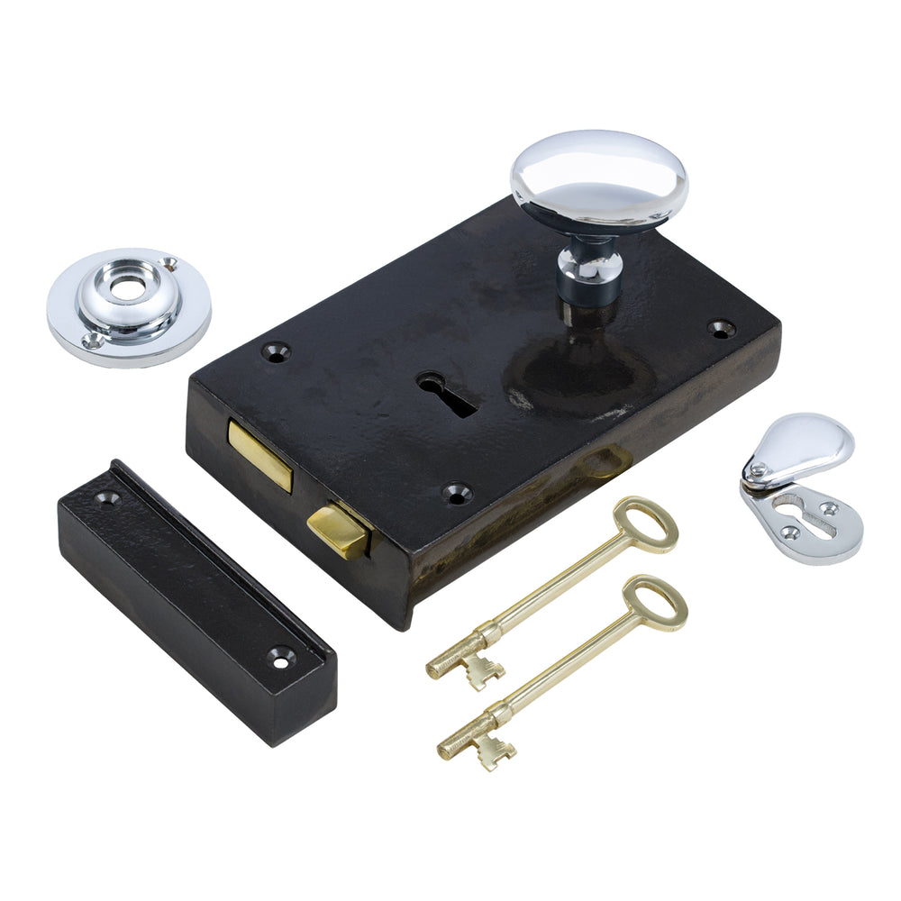 Large Iron Rim Lock & Knob Sets | Door Knob Rim Locks