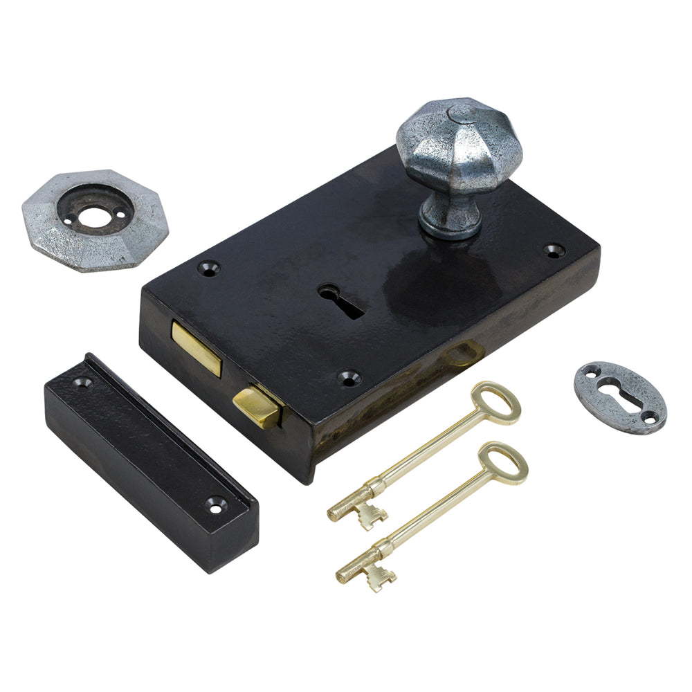 Large Iron Rim Lock & Knob Sets | Door Knob Rim Locks