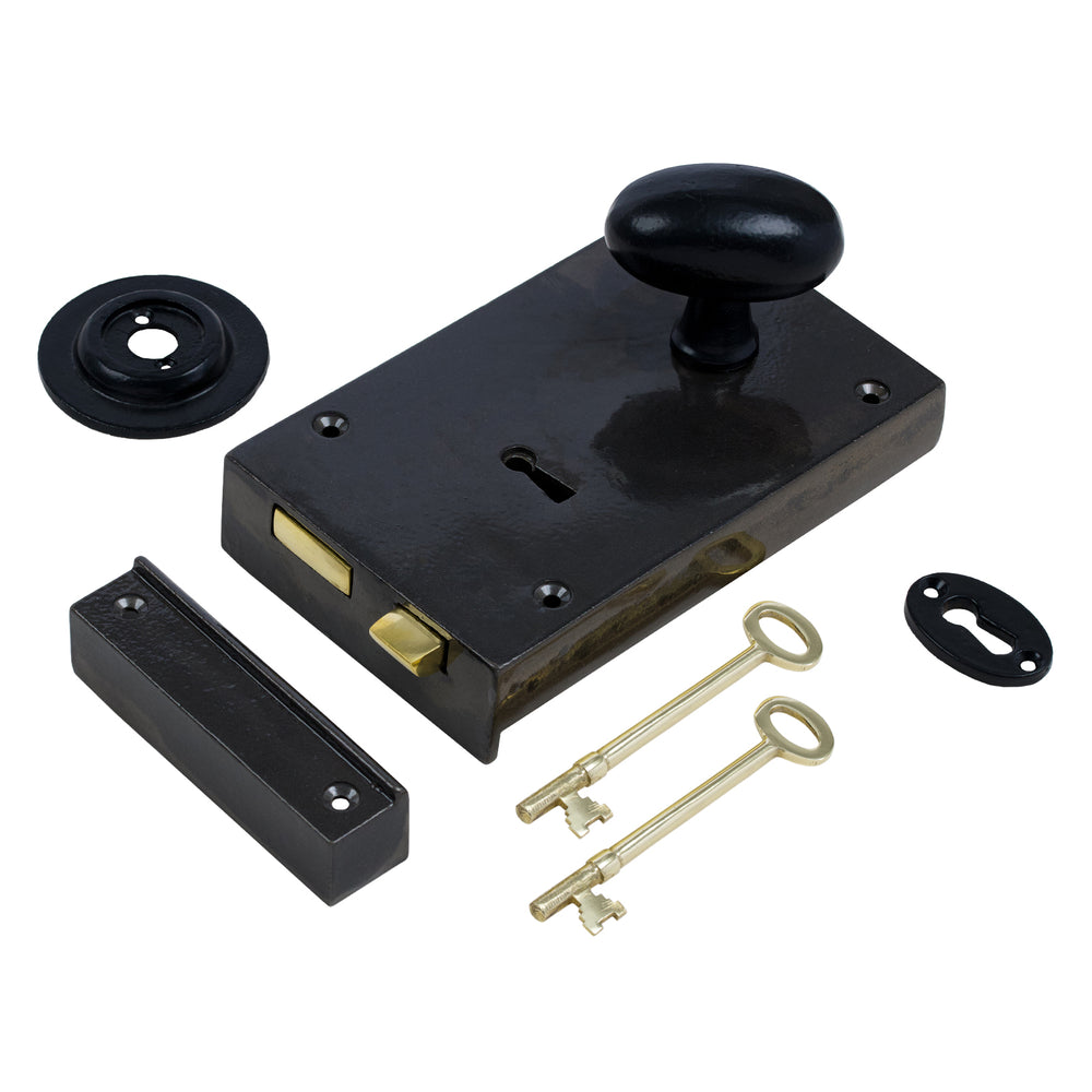 Large Iron Rim Lock & Knob Sets | Door Knob Rim Locks