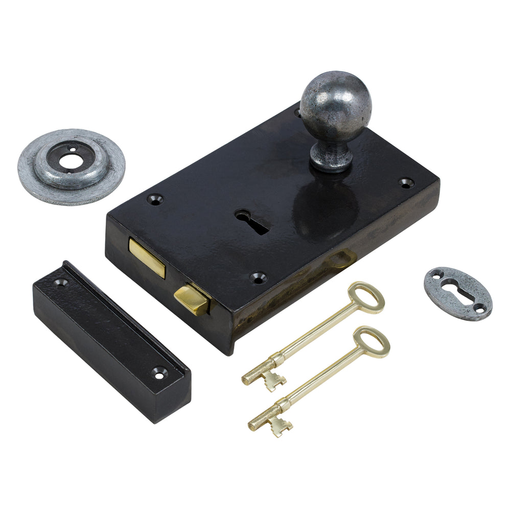 Large Iron Rim Lock & Knob Sets | Door Knob Rim Locks