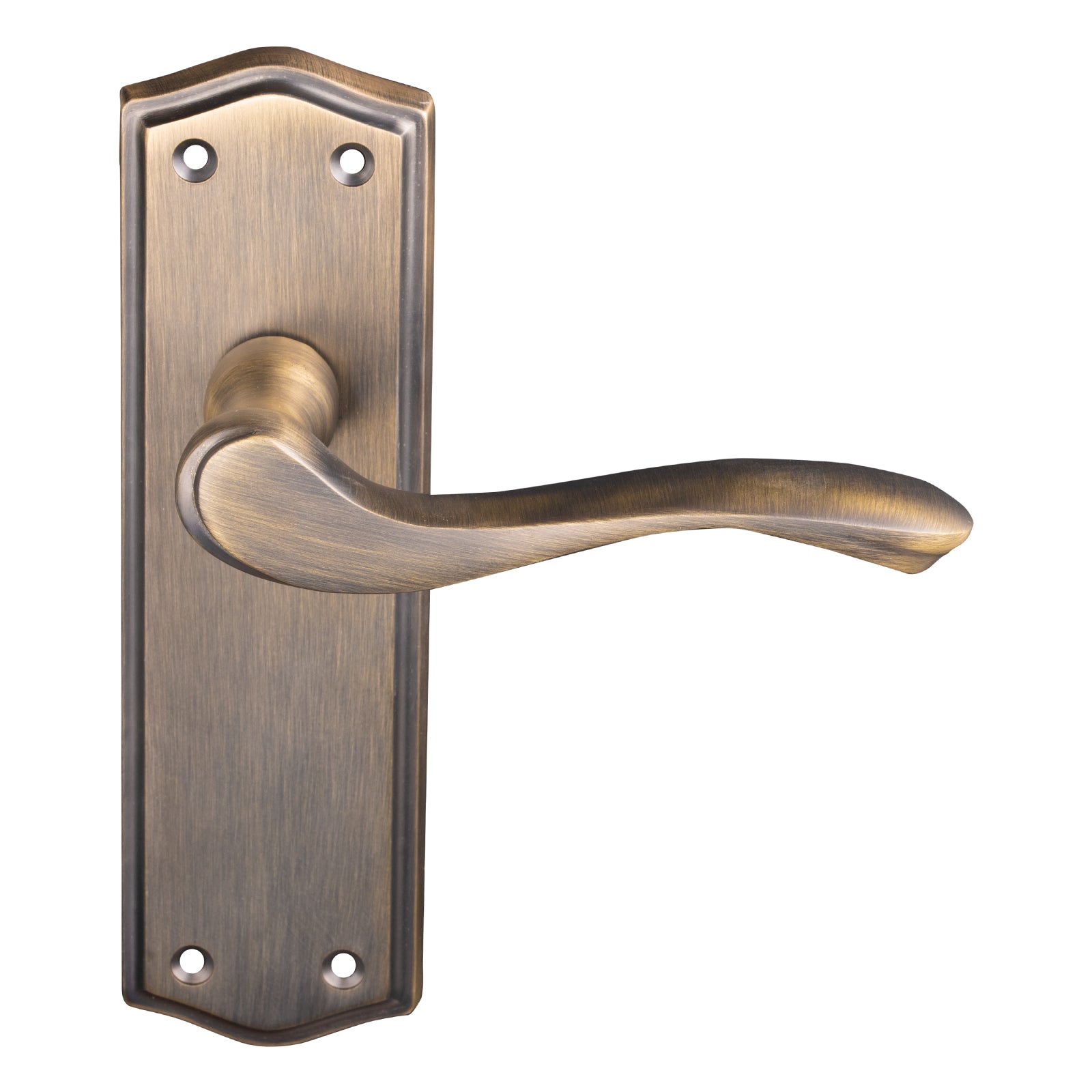 antique brass lever on backplate door handles SHOW