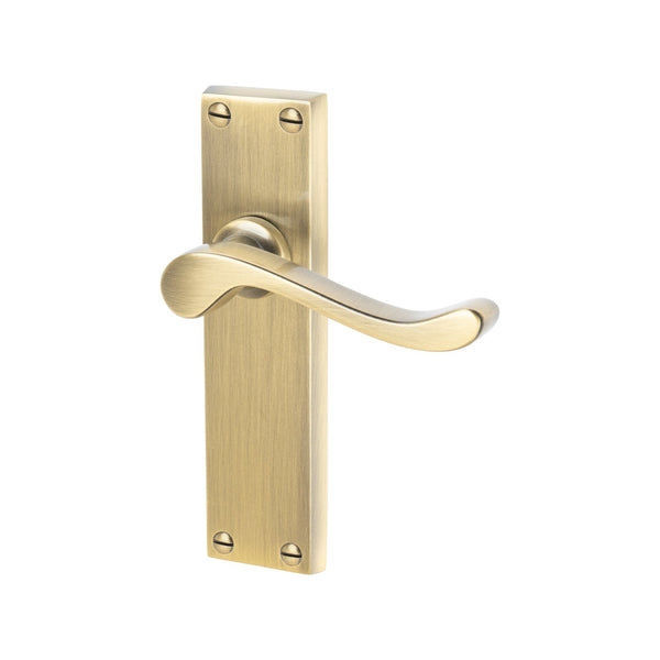 Bedford Door Handles On Plate Latch Handle in Aged Brass 