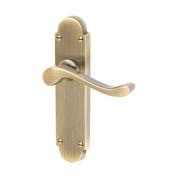 Savoy Door Handles On Plate Latch Handle in Aged Brass 