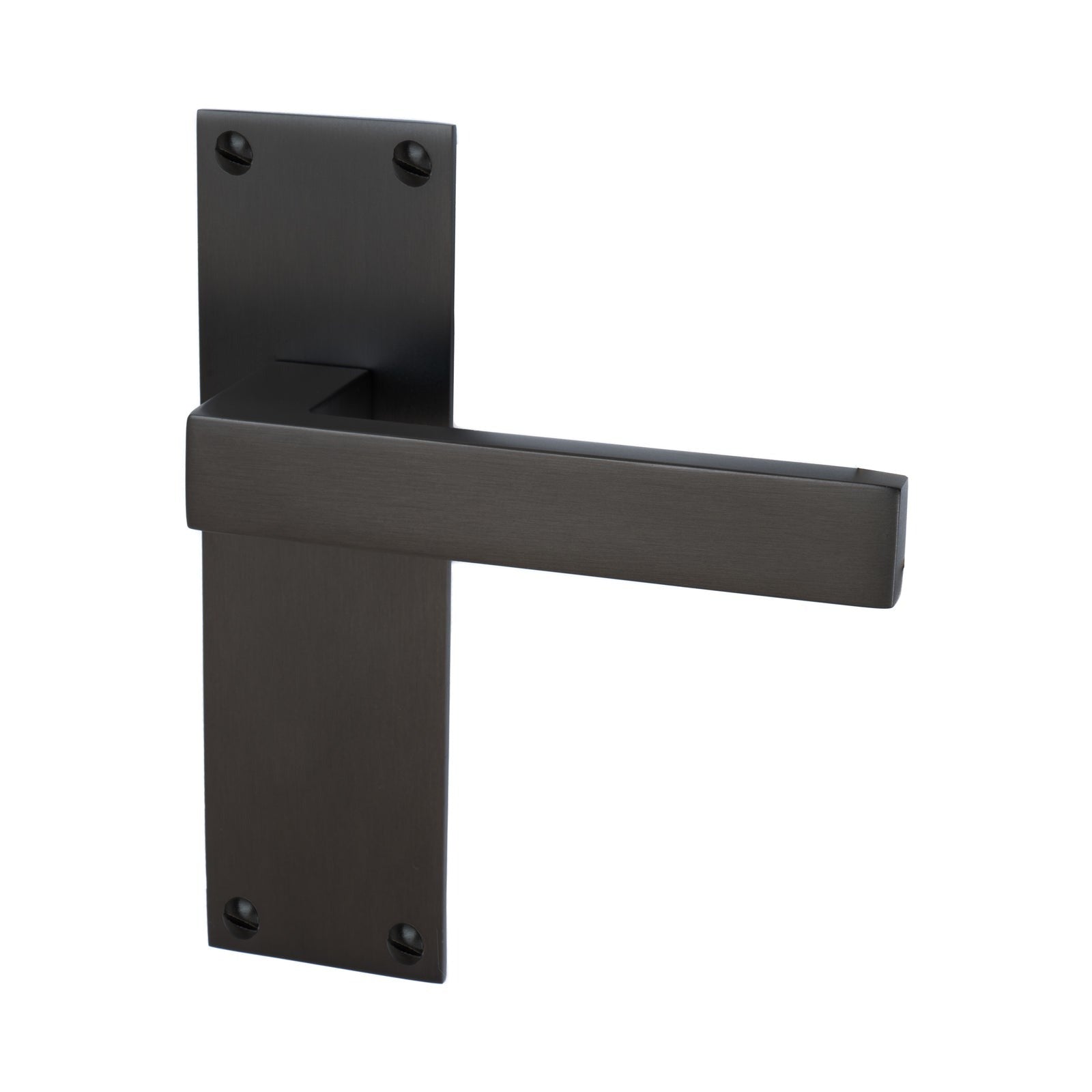 Metro Door Handles On Plate Latch Handle in Matt Bronze SHOW