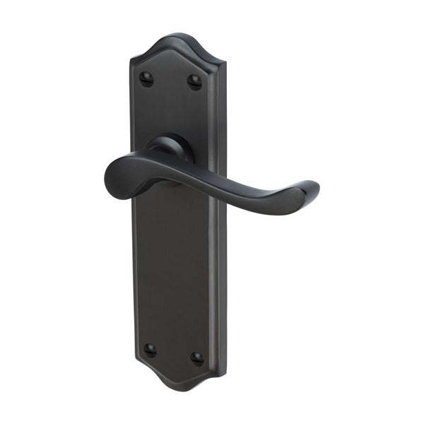 Buckingham Door Handles On Plate Latch Handle in Matt Bronze 