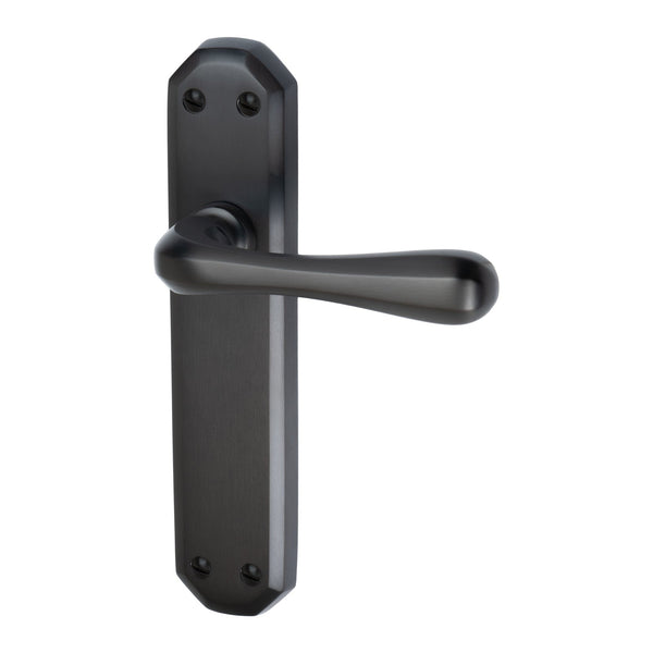Charlbury Door Handles On Plate Latch Handle in Matt Bronze 