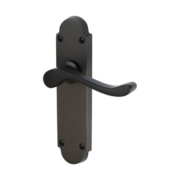 Savoy Door Handles On Plate Latch Handle in Matt Bronze 
