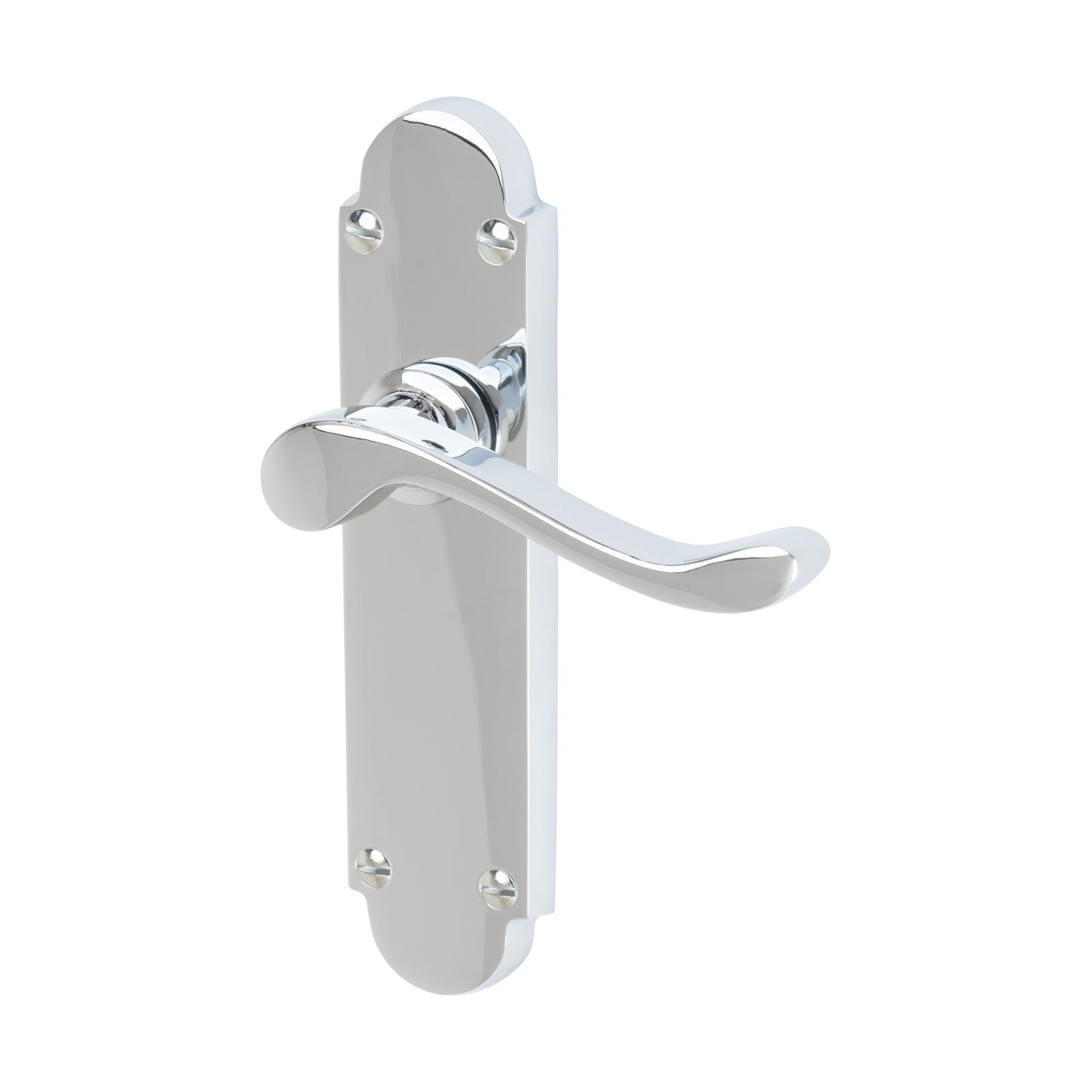 Savoy Door Handles On Plate Latch Handle in Polished Chrome SHOW