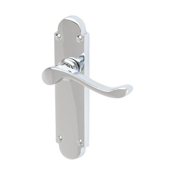 Savoy Door Handles On Plate Latch Handle in Polished Chrome 