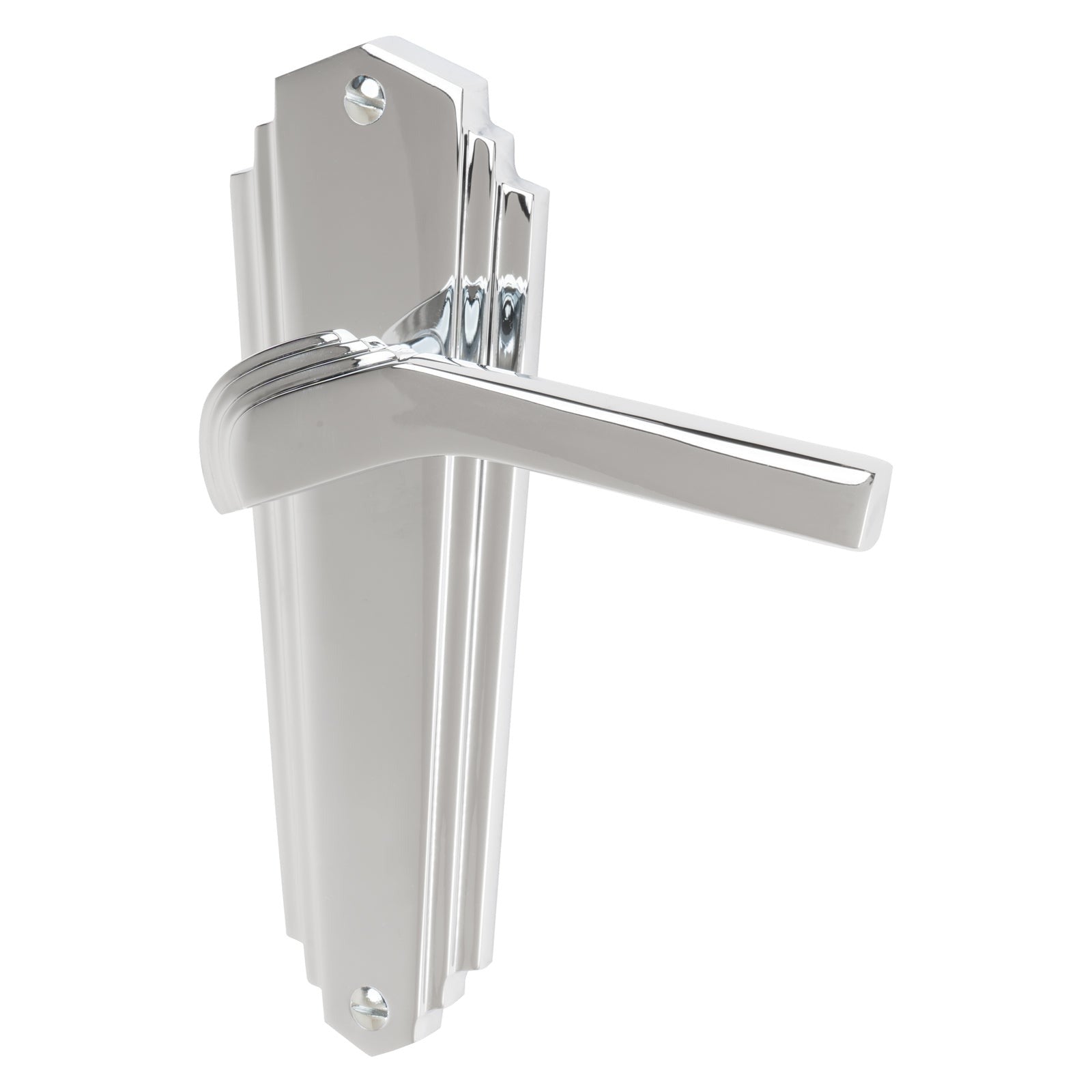 Waldorf Door Handles On Plate Latch Handle in Polished Chrome SHOW