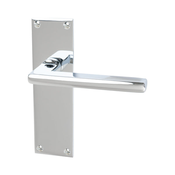 Trident Door Handles On Plate Latch Handle in Polished Chrome 