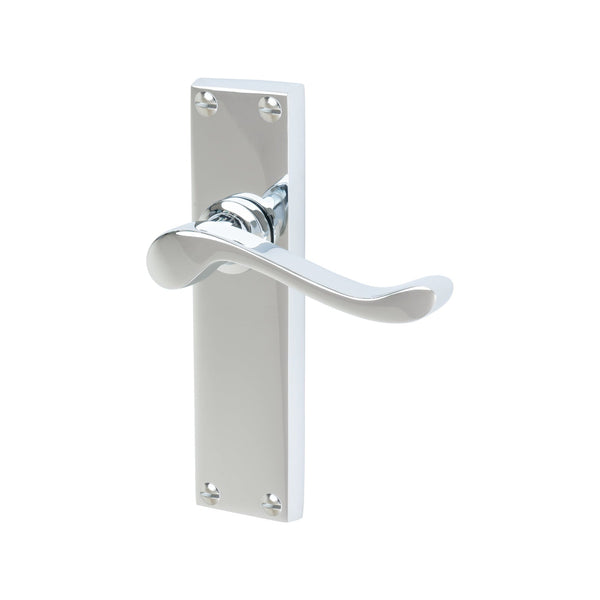 Bedford Door Handles On Plate Latch Handle in Polished Chrome 