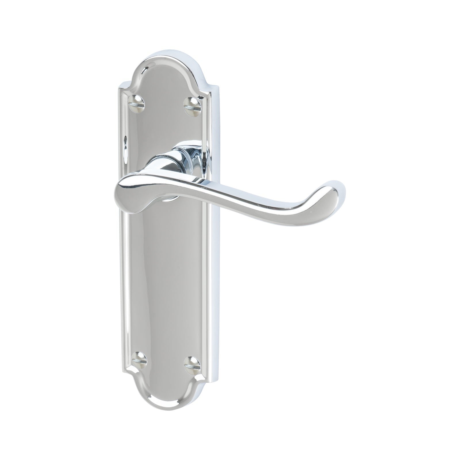 Meridian Door Handles On Plate Latch Handle in Polished Chrome SHOW