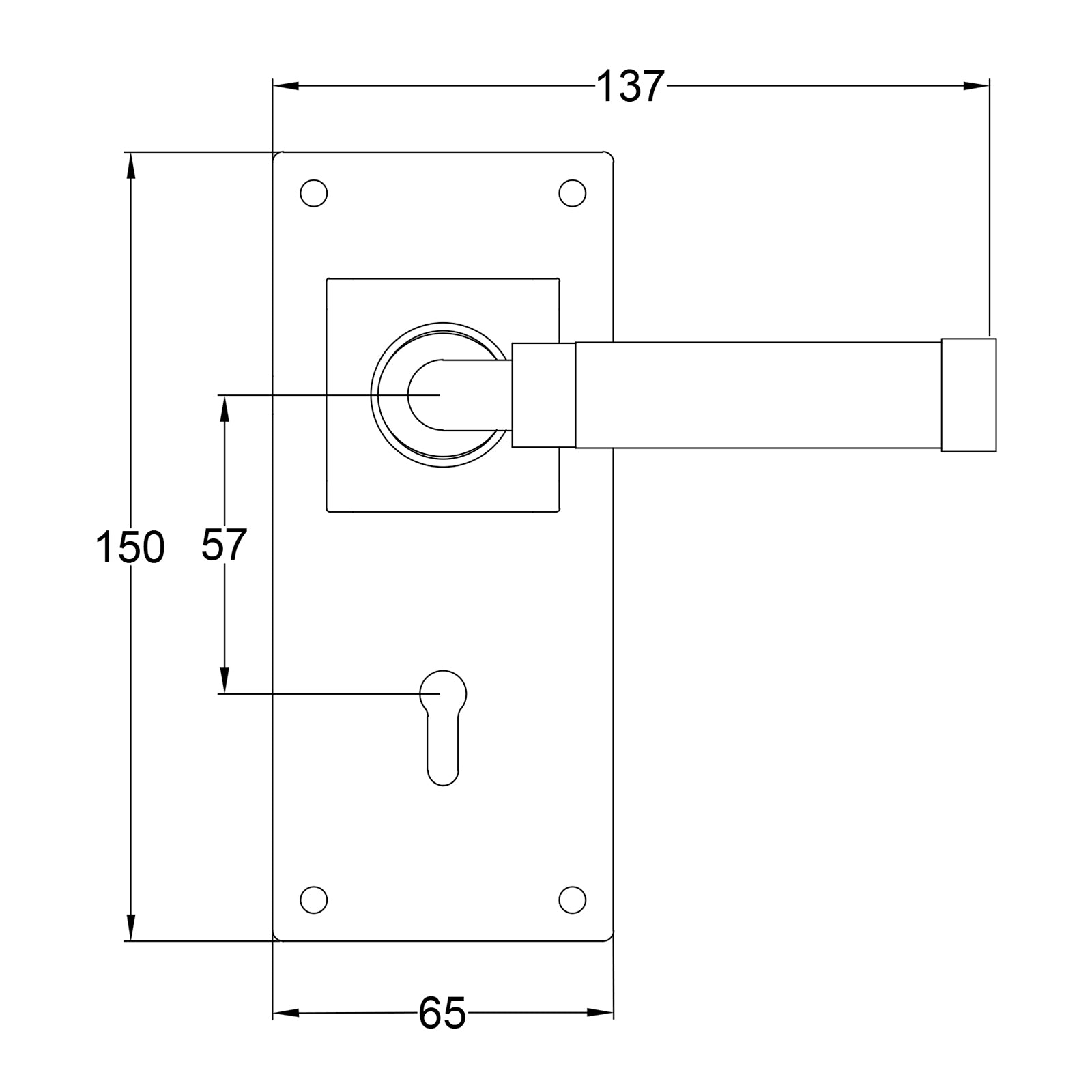 Milton Pewter Door Handles On Wide Backplate Oak 3 Lever Lock JPEG Drawing SHOW