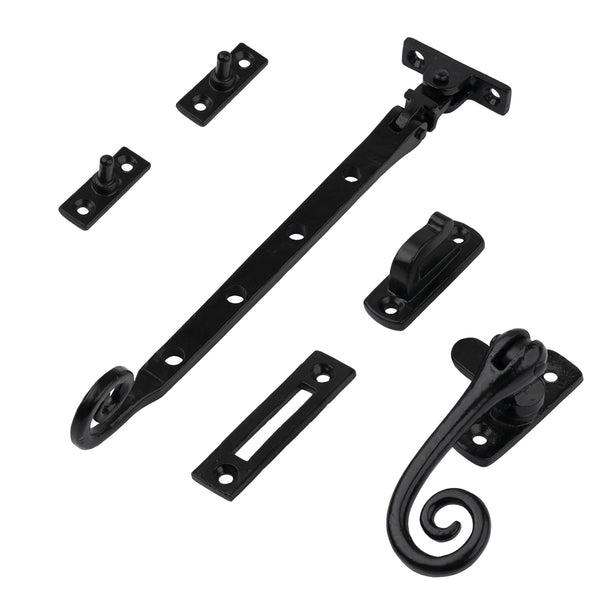 10 inch black monkey tail window stay set SHOW