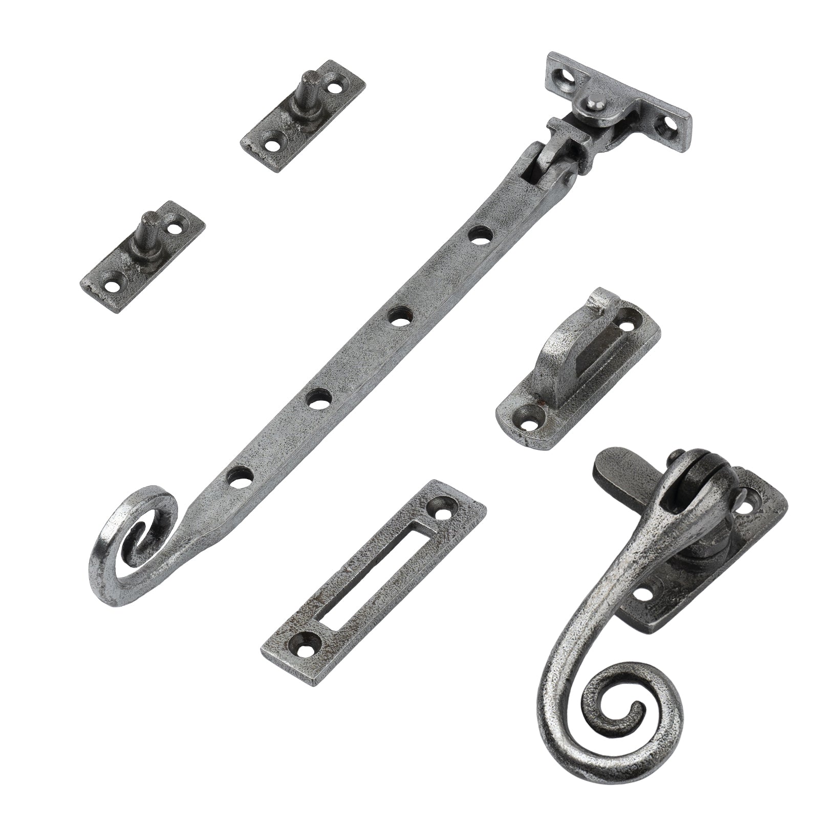 10 inch pewter monkey tail window set SHOW