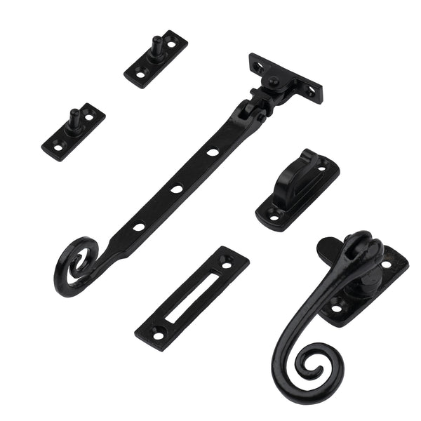 8 inch black monkey tail window stay set SHOW