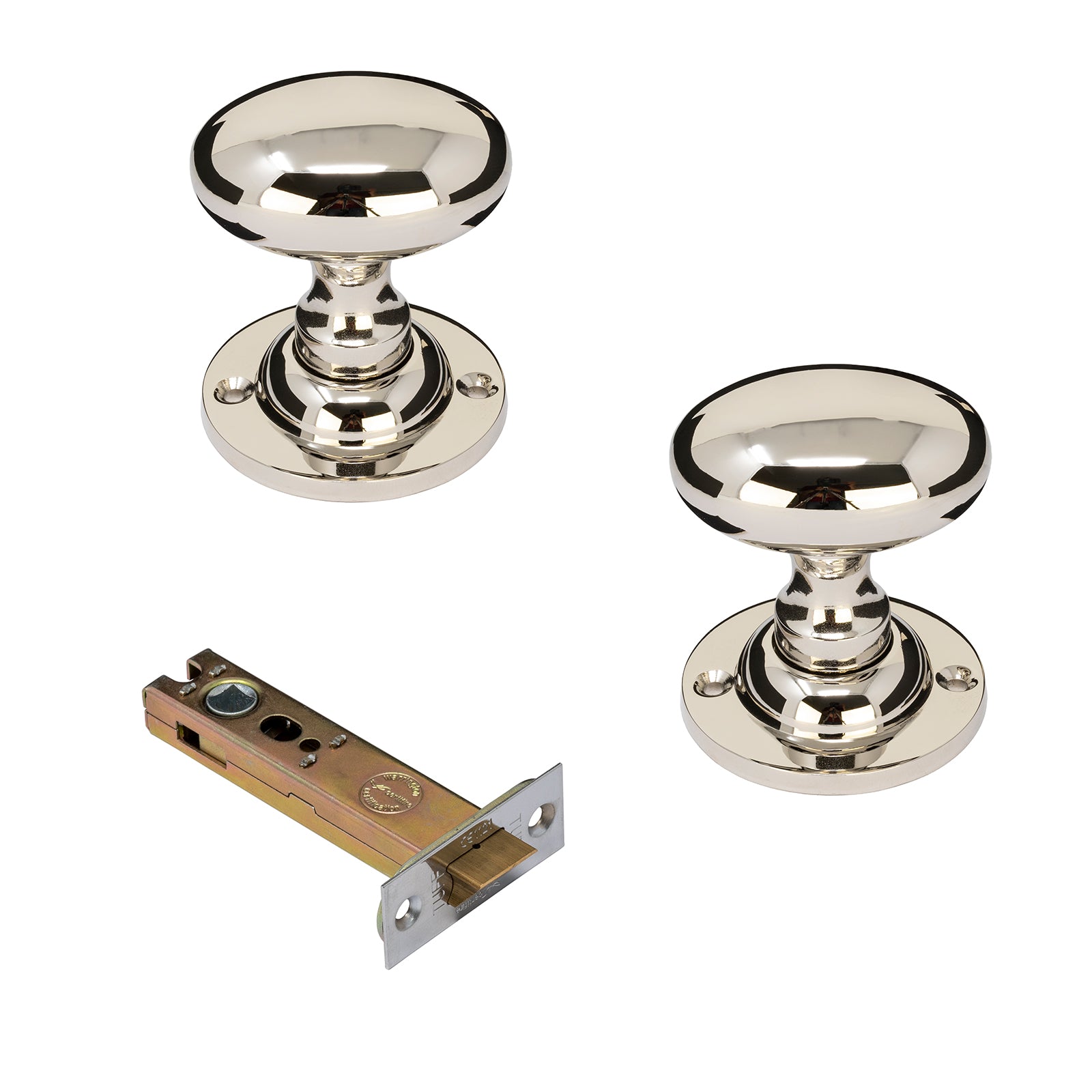 Oval nickel door knobs 4 inch latch set