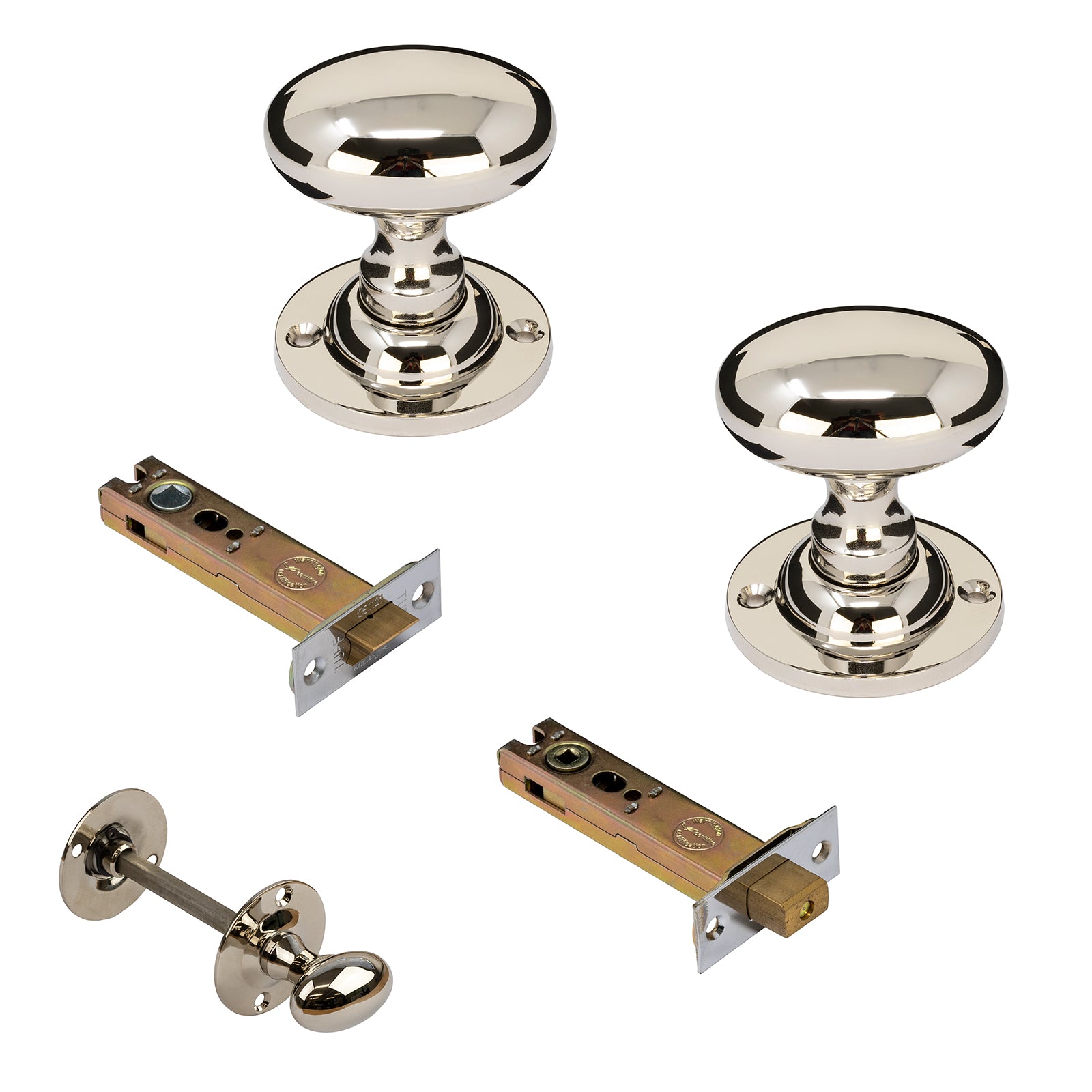Oval nickel door knobs 4 inch bathroom set