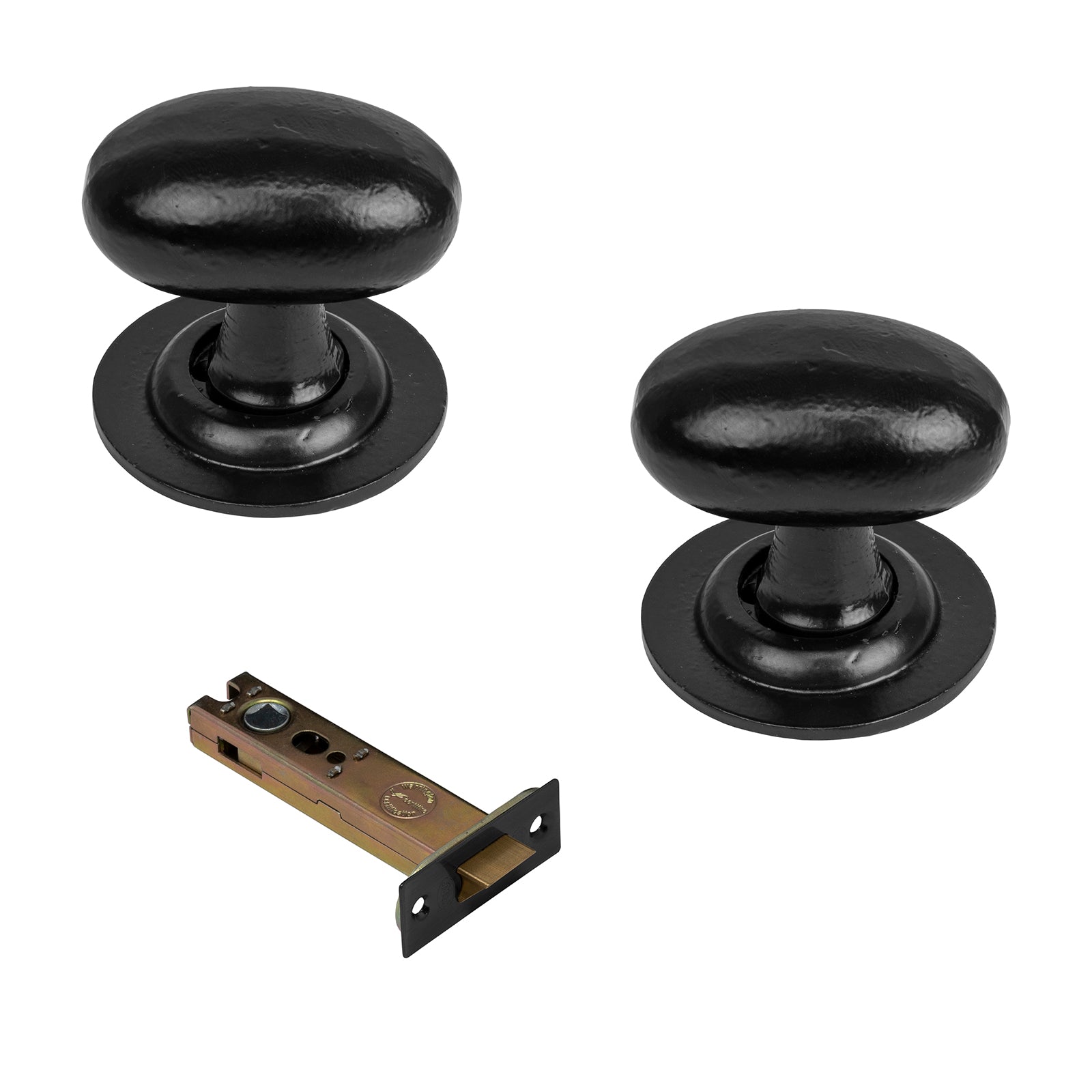 Oval black 4 inch latch set